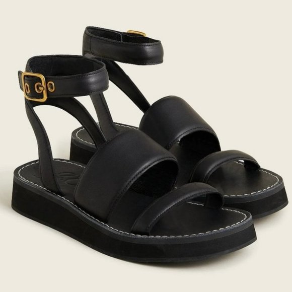 J. Crew Shoes - J Crew Mallorca Ankle Strap Black Platform Heels Sandals Shoes 8